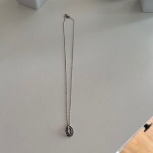 Sterling Silver Teardrop Pendant Necklace - Silver